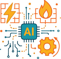 Artificial Intelligence Modeling Energy Transformation Systems Illustration