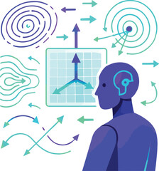 Artificial Intelligence Analyzing Complex Physical Forces Illustration