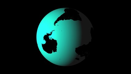 Teal Earth Globe Displaying South America and Antarctica on Black Background planet world © AR Rahman