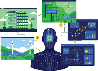 Artificial Intelligence Managing Sustainable Scientific Research Illustration