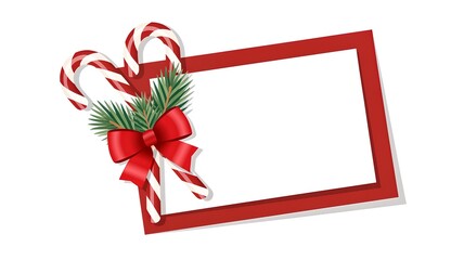 Festive Christmas frame with candy canes and ribbon