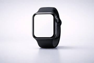Minimalist Smartwatch Mockup with Blank Screen on Black Strap