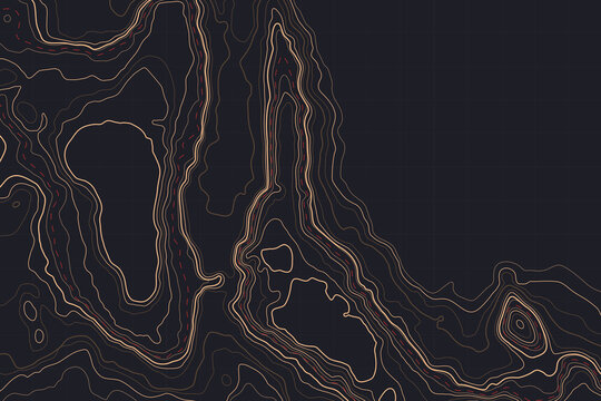 Dark Blue Night Topographic Map Gold Lines Background