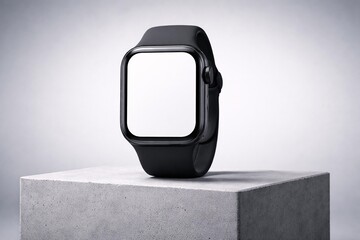 Minimalist Smartwatch Screen Mockup on Concrete Display