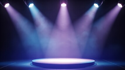 Dramatic stage with spotlight shining down on empty circular platform