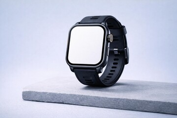 Modern Smartwatch Mockup with Customizable Screen Display on Minimalist Stand