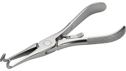 Stainless steel hose clamp pliers with textured grip and serrated jaws png isolated transparent background