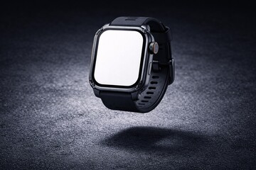 Realistic Smartwatch Screen Mockup on Dark Background - High-Quality Technology Display