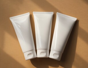 Minimalist Style Group of White Plastic Cosmetic Tube Product Mockup