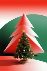 Festive Merry Christmas Greeting with Stylized Tree