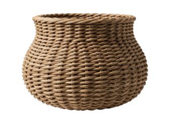 Handcrafted Woven Storage Basketisolated on transparent cutout background, cut out, png