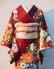 Traditional Floral Pattern Detailed Kimono of Japanese Cultural Heritage