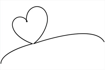 Heart and love sign continuous one line art drawing. Heart romantic symbol in simple linear style vector illustration