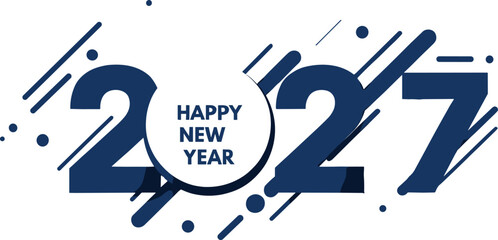 Happy New Year 2027 modern abstract typography illustration with bold geometric numbers and dynamic festive celebration design © EdGe Creative