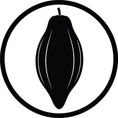 Silhouette Papaya Fruit Tropical Food Outline Icon Symbol Vector Illustration