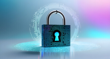 Cybersecurity threat landscape digital lock protection data privacy encryption network security padlock keyhole secure access