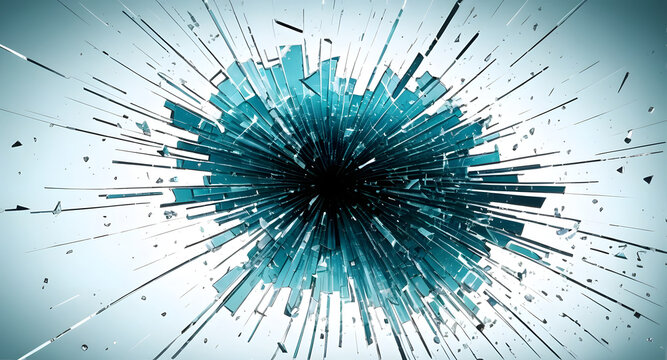 Cybersecurity threat landscape exploding abstract data breach visualization dynamic shard burst digital security concept - Powered by Adobe