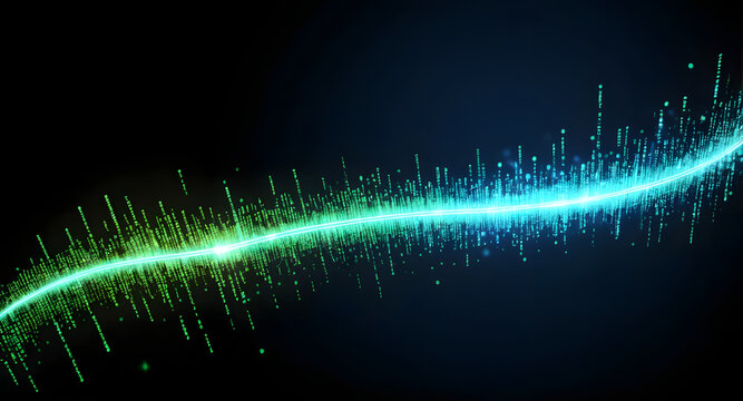 Cybersecurity threat landscape glowing data wave neon line digital security analytics futuristic visualization - Powered by Adobe