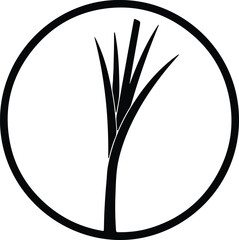 Silhouette Simple Organic Grass Plant Stem Circle Icon Vector Illustration