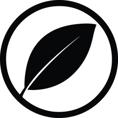 Silhouette Simple Organic Leaf Circle Icon Natural Eco Design Element Vector Illustration