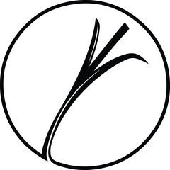 Silhouette Stylized Sprout in Circle Minimalist Organic Plant Logo Icon Vector Illustration