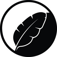 Silhouette Tropical Banana Leaf Icon Design Circle Frame Vector Illustration