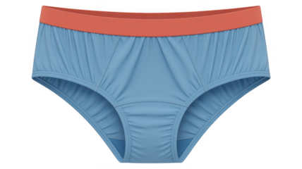 Blue Panties with Orange Waistband underwear women's underwear isolated on a transparent background