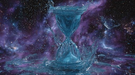 Abstract Hourglass In Space With Water Splash