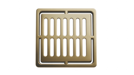 Brass air vent cover with rectangular holes grille isolated on a transparent background