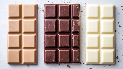 Chocolate delight showcase artful display of dark milk and white varieties culinary studio close-up flavor exploration