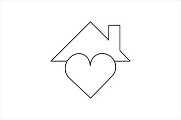 Heart and love sign continuous one line art drawing. Heart romantic symbol in simple linear style vector illustration