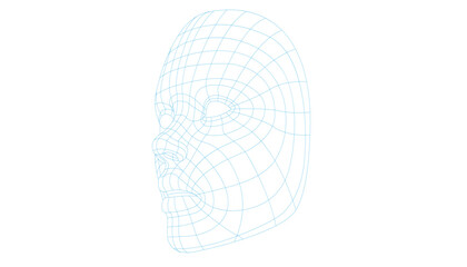 Realistic man head polygonal skin. Abstract lines, triangles and particle style design.
