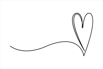 Heart and love sign continuous one line art drawing. Heart romantic symbol in simple linear style vector illustration