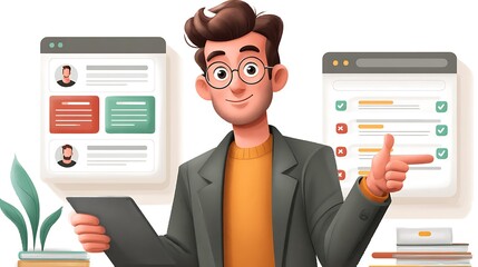 Man reviewing project management software