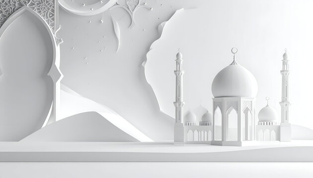White Scenic Mosque Architecture in Studio Minimal Scene