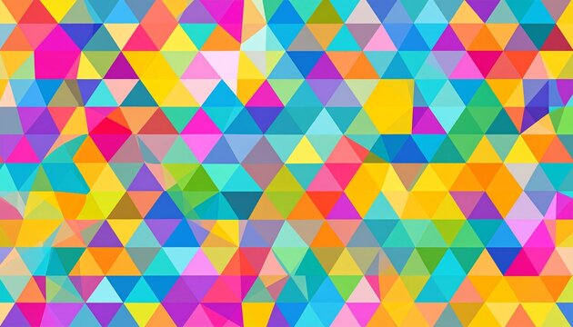 Vibrant abstract geometric pattern with colorful triangles creating a mosaic effect. - Powered by Adobe