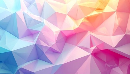 Obraz premium Abstract geometric background with a vibrant gradient of pink, blue, and yellow colors, creating a modern and dynamic visual.