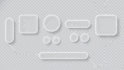 A collection of various transparent rounded and rectangular shapes arranged on a grid background