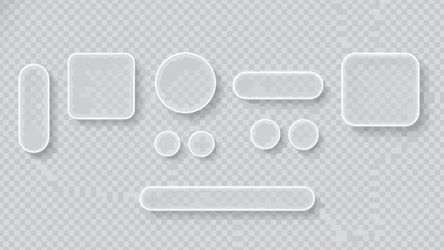 A collection of various transparent rounded and rectangular shapes arranged on a grid background