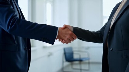 Professional handshake between business partners in modern office setting