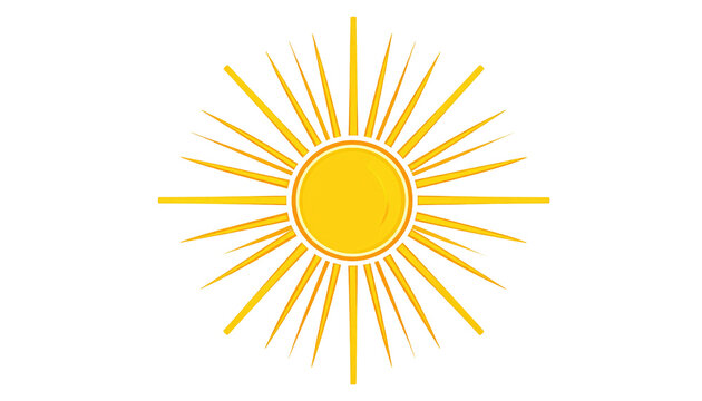 Animated depiction of a sun radiating rays, set against a stark black background. It appears cartoonish and bright