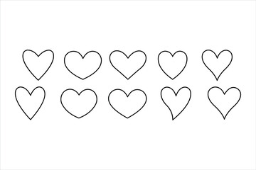 Heart set love symbol continuous one line drawing heart shape minimalist illustration
