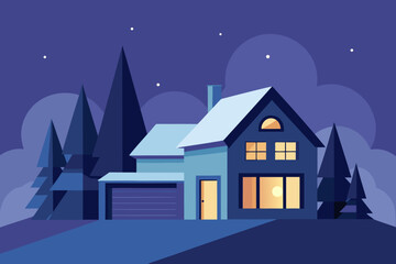 winter landscape with house