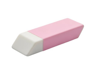 Pink and png isolated transparent background white rectangular eraser with beveled edges on black background