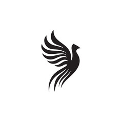 Fototapeta premium Stylized silhouette graphic represents a bird taking flight with dramatically curved wings