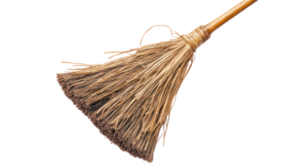 Curling Broom Flat Lay on Transparent Background