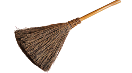 Curling Broom Flat Lay on Transparent Background