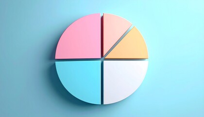 Fototapeta premium 3D Colorful Pie Chart Infographic on Clean White Background for Business Analytics