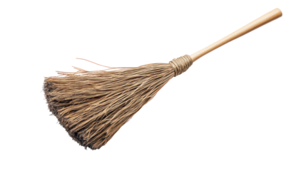 Curling Broom Flat Lay on Transparent Background