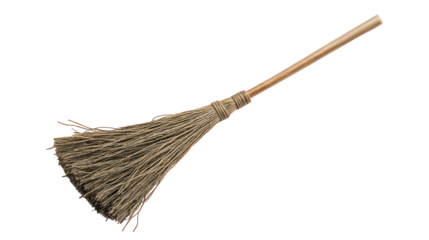 Curling Broom Flat Lay on Transparent Background